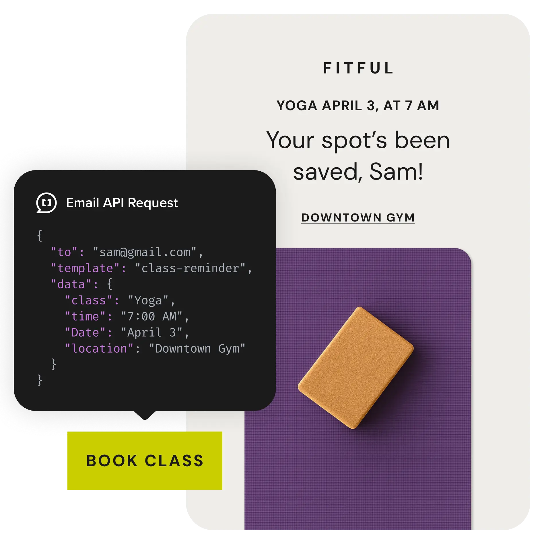 Un payload dell'API JSON riportato nell'e-mail che invia.